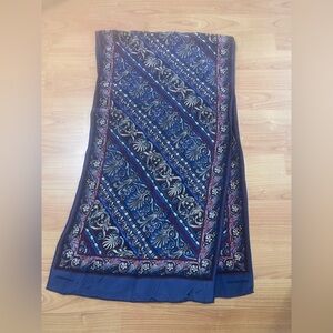 Guy LaRoche Long Rectangle Designer Blue Printed Scarf